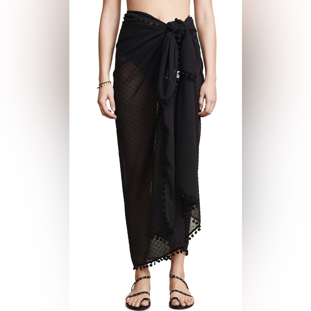 Kos Resort Black Embroidered Sarong